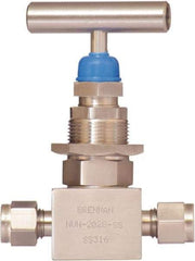 Brennan - 1/2" Pipe, Straight Needle Valve - PTFE Seal, NPT Ends, Stainless Steel Valve, 6,000 Max psi - Americas Industrial Supply