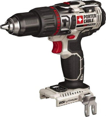 Porter-Cable - 20 Volt 1/2" Chuck Pistol Grip Handle Cordless Drill - 0-400 & 0-1600 RPM, Single-Sleeve Ratcheting Chuck, Reversible, Lithium-Ion Batteries Not Included - Americas Industrial Supply