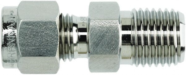 Brennan - 1/4" Tube OD x 1/2 Thread Stainless Steel Compression Tube Male Connector - Americas Industrial Supply