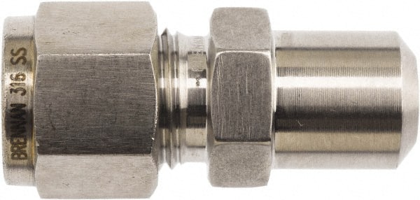Brennan - 3/8" Tube OD x 3/8 Thread Stainless Steel Compression Tube Butt Weld Male Connector - Americas Industrial Supply