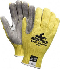 MCR Safety - Size XL, ANSI Cut Lvl A3, Abrasion Lvl 5, Cut Resistant Gloves - Palm Coated, Yellow/Gray - Americas Industrial Supply