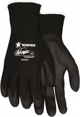 MCR Safety - Size L, ANSI Puncture Lvl 2, Abrasion Lvl 3, Cut & Puncture Resistant Gloves - Palm Coated, Black - Americas Industrial Supply