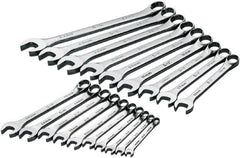 SK - 19 Piece, 6mm to 24mm, 12 Point Combination Wrench Set - Metric Measurement Standard, Chrome Finish, Comes in Rack - Americas Industrial Supply