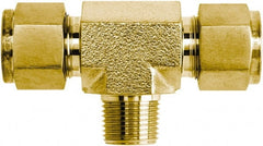Brennan - 1/4" Tube OD x 1/4 Thread Brass Compression Tube Male Branch Tee - Americas Industrial Supply