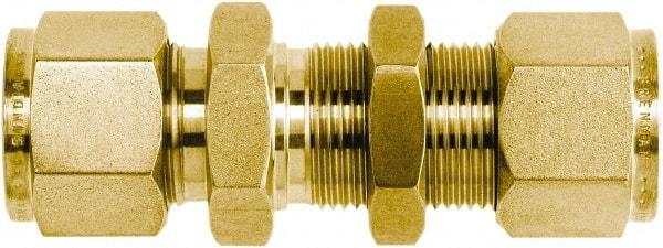 Brennan - 1/2" OD, Brass Bulkhead Union - Comp x Comp Ends - Americas Industrial Supply