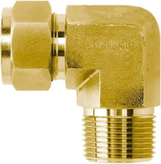 Brennan - 1/2" Tube OD x 1/2 Thread Brass Compression Tube Male Elbow - Americas Industrial Supply