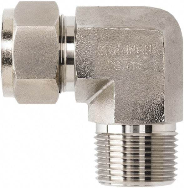 Brennan - 1/2" OD, Stainless Steel Male Elbow - MNPT Ends - Americas Industrial Supply