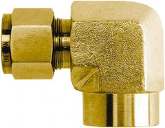 Brennan - 3/8" Tube OD x 3/8 Thread Brass Compression Tube Female Elbow - Americas Industrial Supply