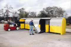 UltraTech - 75 Gal Sump, 9,000 Lb Capacity, 20 Drum, Polyethylene Spill Deck or Pallet - 204" Long x 64" Wide x 88" High, Liftable Fork, Drain Included, Low Profile, 2 x 2 Drum Configuration - Americas Industrial Supply