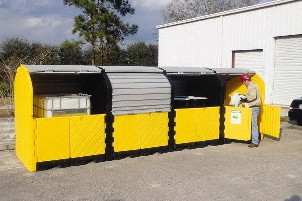 UltraTech - 75 Gal Sump, 9,000 Lb Capacity, 16 Drum, Polyethylene Spill Deck or Pallet - 136" Long x 64" Wide x 88" High, Liftable Fork, Drain Included, Low Profile, 2 x 2 Drum Configuration - Americas Industrial Supply