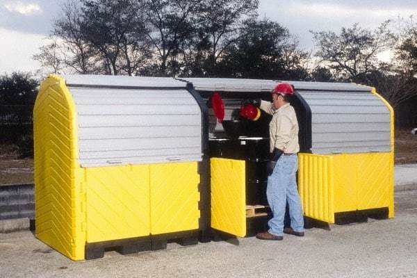 UltraTech - 75 Gal Sump, 9,000 Lb Capacity, 12 Drum, Polyethylene Spill Deck or Pallet - 136" Long x 64" Wide x 88" High, Liftable Fork, Drain Included, Low Profile, 2 x 2 Drum Configuration - Americas Industrial Supply