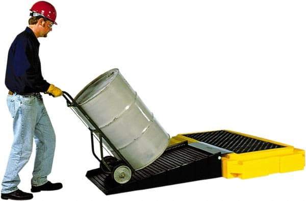 UltraTech - 66 Gal Sump, 4,500 Lb Capacity, 2 Drum, Polyethylene Spill Deck or Pallet - 66" Long x 40" Wide x 9" High, Liftable Fork, Drain Included, Low Profile, Inline Drum Configuration - Americas Industrial Supply