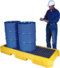UltraTech - 66 Gal Sump, 4,500 Lb Capacity, 3 Drum, Polyethylene Spill Deck or Pallet - 76" Long x 27" Wide x 9" High, Liftable Fork, Drain Included, Low Profile, Inline Drum Configuration - Americas Industrial Supply