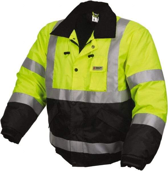 MCR Safety - Size 4XL, Lime, Rain, Cold Weather Rain Jacket - 3 Pockets, Rollaway Hood - Americas Industrial Supply