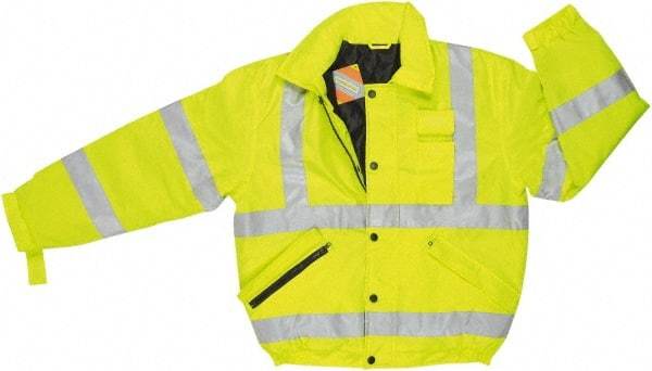MCR Safety - Size XL, High Visibility Lime, Rain, Cold Weather Rain Jacket - 3 Pockets, Detachable Hood - Americas Industrial Supply