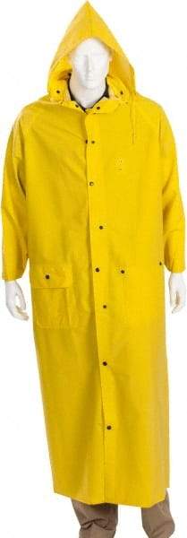 MCR Safety - Size L, Yellow, Rain Jacket - 2 Pockets, Attached Hood - Americas Industrial Supply