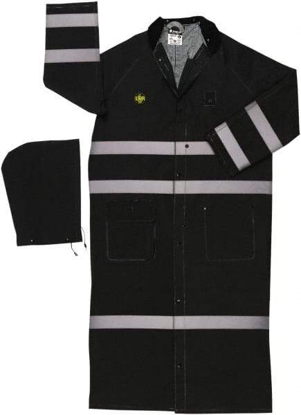MCR Safety - Size 3XL, Black, Rain Jacket - 2 Pockets, Detachable Hood - Americas Industrial Supply
