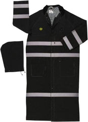 MCR Safety - Size XL, Black, Rain Jacket - 2 Pockets, Attached Hood - Americas Industrial Supply