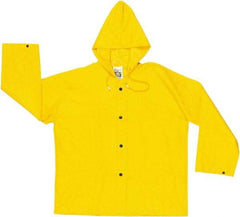 MCR Safety - Size M, Yellow, Rain Jacket - 2 Pockets, Attached Hood - Americas Industrial Supply