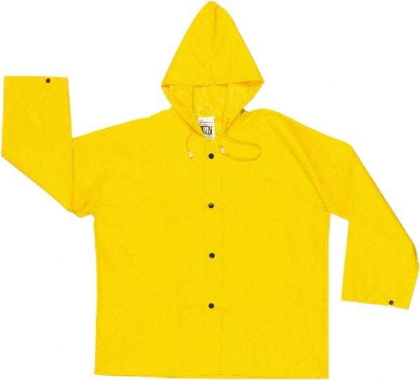 MCR Safety - Size 3XL, Yellow, Rain Jacket - 2 Pockets, Detachable Hood - Americas Industrial Supply