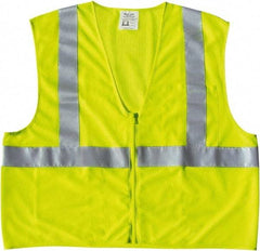 MCR Safety - Size M High Visibility Lime Mesh General Purpose Vest - 24" Chest, ANSI 107-2015, Zipper Closure, 2 Pockets, Polyester - Americas Industrial Supply