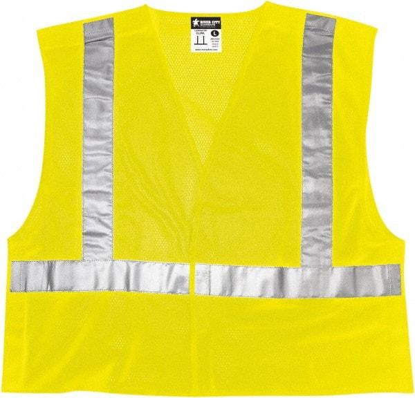 MCR Safety - Size M High Visibility Lime Mesh Breakaway Vest - 24" Chest, ANSI 107-2015, Hook & Loop Closure, Polyester - Americas Industrial Supply