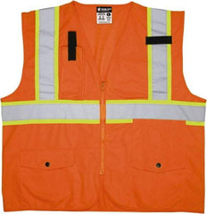 MCR Safety - Size 2XL High Visibility Orange Mesh Surveyor's Vest - 26.4" Chest, ANSI 107-2015, Zipper Closure, 8 Pockets, Polyester - Americas Industrial Supply
