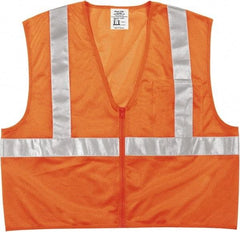 MCR Safety - Size L High Visibility Orange Mesh General Purpose Vest - 24.4" Chest, ANSI 107-2015, Zipper Closure, Polyester - Americas Industrial Supply