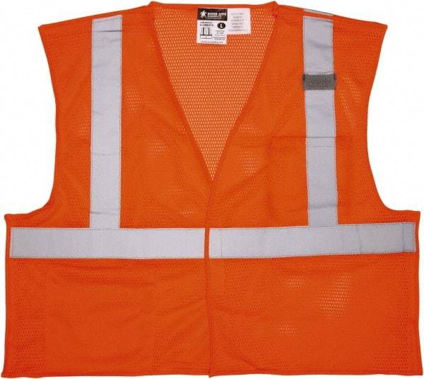 MCR Safety - Size 4XL Flame Resistant/Retardant Orange Mesh Breakaway Vest - 28.4" Chest, ANSI 107-2015, Hook & Loop Closure, 2 Pockets, Polyester - Americas Industrial Supply