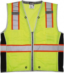 MCR Safety - Size M High Visibility Lime Mesh Surveyor's Vest - 24" Chest, ANSI 107-2015, Zipper Closure, Polyester - Americas Industrial Supply