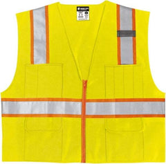 MCR Safety - Size 4XL High Visibility Lime Mesh Surveyor's Vest - 28.4" Chest, ANSI 107-2015, Zipper Closure, 6 Pockets, Polyester - Americas Industrial Supply