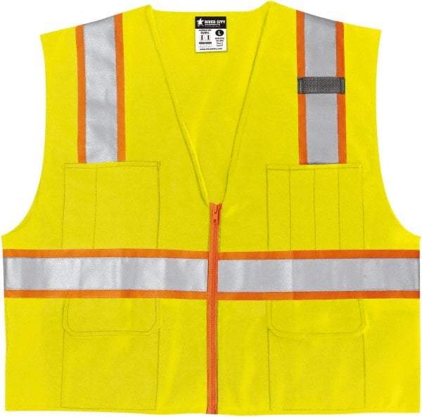 MCR Safety - Size 3XL High Visibility Lime Mesh Surveyor's Vest - 27.4" Chest, ANSI 107-2015, Zipper Closure, 6 Pockets, Polyester - Americas Industrial Supply