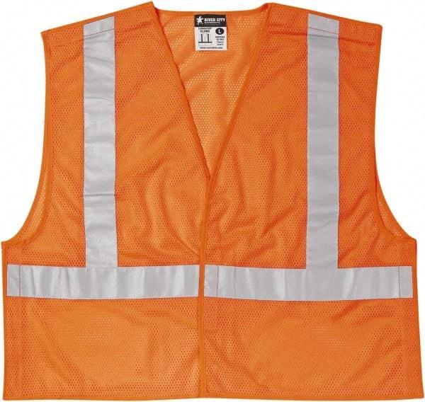 MCR Safety - Size L High Visibility Orange Mesh Breakaway Vest - 24.4" Chest, ANSI 107-2015, Hook & Loop Closure, Polyester - Americas Industrial Supply