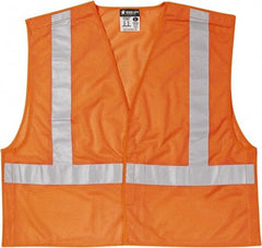MCR Safety - Size L High Visibility Orange Mesh Breakaway Vest - 24.4" Chest, ANSI 107-2015, Hook & Loop Closure, Polyester - Americas Industrial Supply