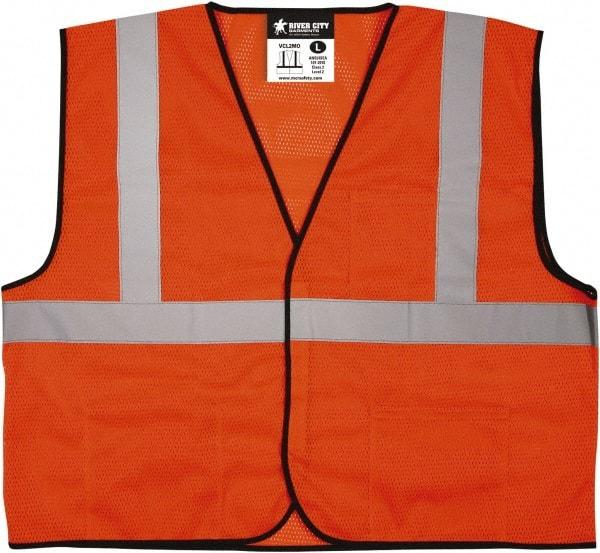 MCR Safety - Size 4XL High Visibility Orange Mesh General Purpose Vest - 28.4" Chest, ANSI 107-2015, Hook & Loop Closure, 3 Pockets, Polyester - Americas Industrial Supply