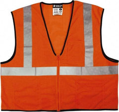 MCR Safety - Size 3XL High Visibility Orange Mesh General Purpose Vest - 27.4" Chest, ANSI 107-2015, Zipper Closure, 3 Pockets, Polyester - Americas Industrial Supply