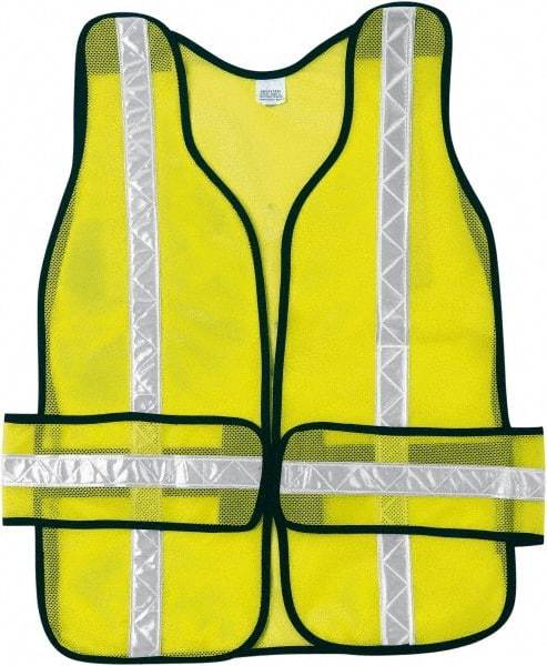 MCR Safety - One Size Fits Most High Visibility Lime Mesh Breakaway Vest - 38" Chest, Hook & Loop Closure, Polyester - Americas Industrial Supply
