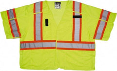 MCR Safety - Size 4XL High Visibility Lime Mesh Surveyor's Vest - 28" Chest, ANSI 107-2015, Hook & Loop Closure, 5 Pockets, Polyester - Americas Industrial Supply