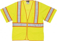 MCR Safety - Size 4XL High Visibility Lime General Purpose Vest - 28.4" Chest, ANSI 107-2015, Zipper Closure, 2 Pockets, Polyester - Americas Industrial Supply