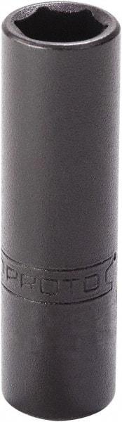 Proto - 7/16", 1/4" Drive, Deep Hand Socket - 6 Points, 2" OAL, Alloy Steel, Black Finish - Americas Industrial Supply