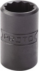 Proto - 1/2", 1/4" Drive, Standard Hand Socket - 12 Points, 7/8" OAL, Alloy Steel, Black Finish - Americas Industrial Supply