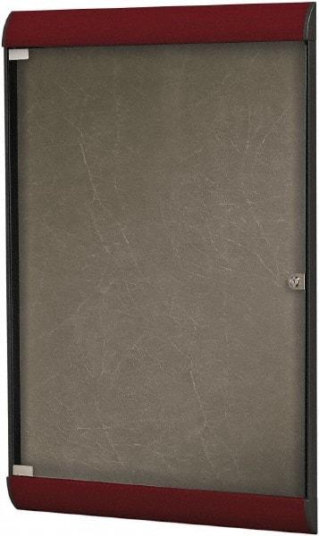 Ghent - 42.13" Wide x 27-3/4" High Enclosed Cork Bulletin Board - Vinyl, Berry - Americas Industrial Supply