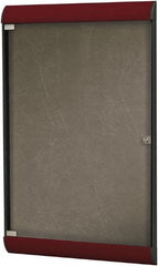 Ghent - 42.13" Wide x 27-3/4" High Enclosed Cork Bulletin Board - Vinyl, Berry - Americas Industrial Supply