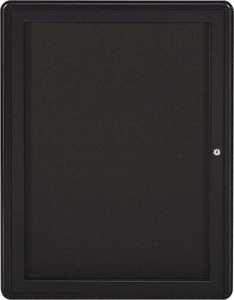 Ghent - 34" Wide x 24" High Enclosed Cork Bulletin Board - Fabric Covered, Gray - Americas Industrial Supply