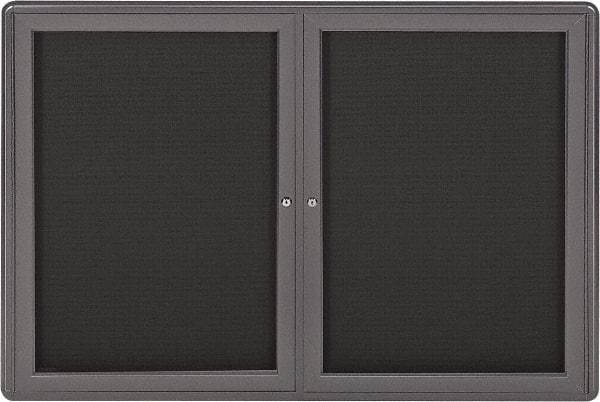 Ghent - 34" Wide x 24" High Enclosed Cork Bulletin Board - Fabric Covered, Gray - Americas Industrial Supply