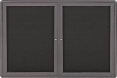 Ghent - 34" Wide x 24" High Enclosed Cork Bulletin Board - Fabric Covered, Gray - Americas Industrial Supply