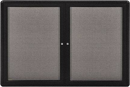 Ghent - 34" Wide x 24" High Enclosed Cork Bulletin Board - Fabric Covered, Black - Americas Industrial Supply