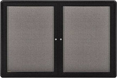 Ghent - 34" Wide x 24" High Enclosed Cork Bulletin Board - Fabric Covered, Black - Americas Industrial Supply