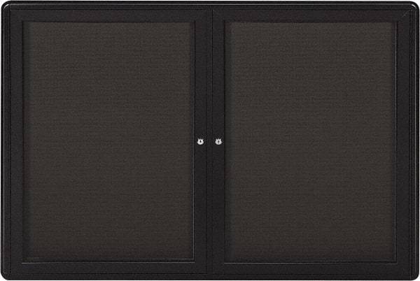 Ghent - 47" Wide x 34" High Enclosed Cork Bulletin Board - Fabric Covered, Gray - Americas Industrial Supply