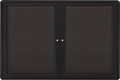 Ghent - 47" Wide x 34" High Enclosed Cork Bulletin Board - Fabric Covered, Gray - Americas Industrial Supply